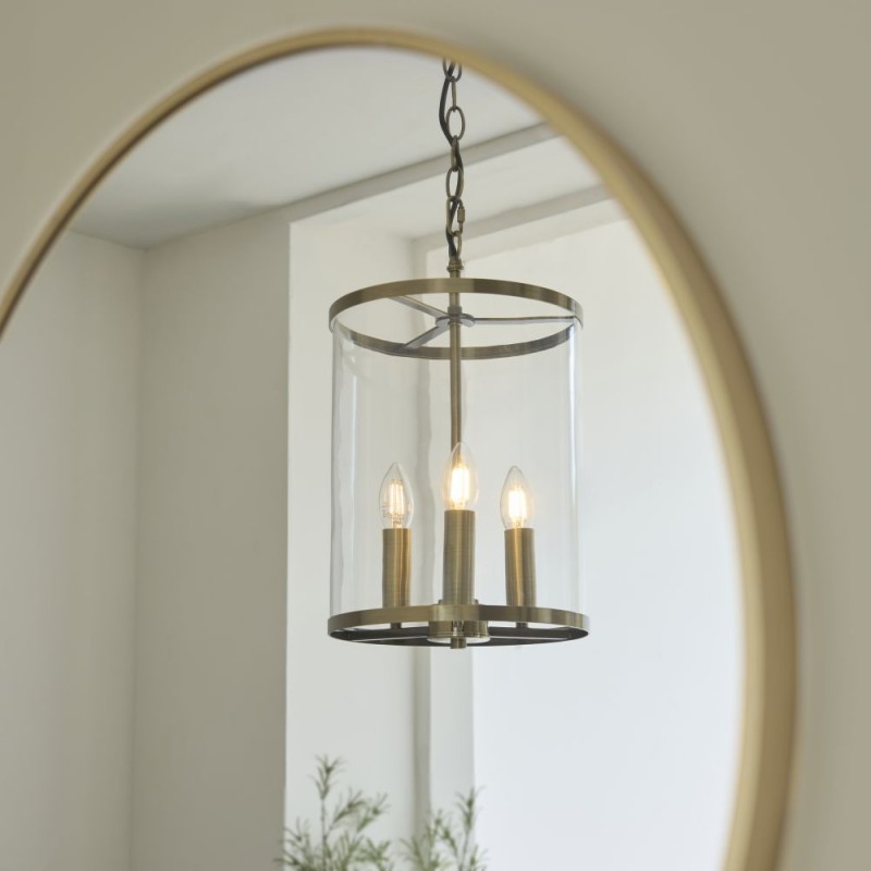 Endon-120523 - Hebden - Antique Brass 3 Light Lantern Pendant