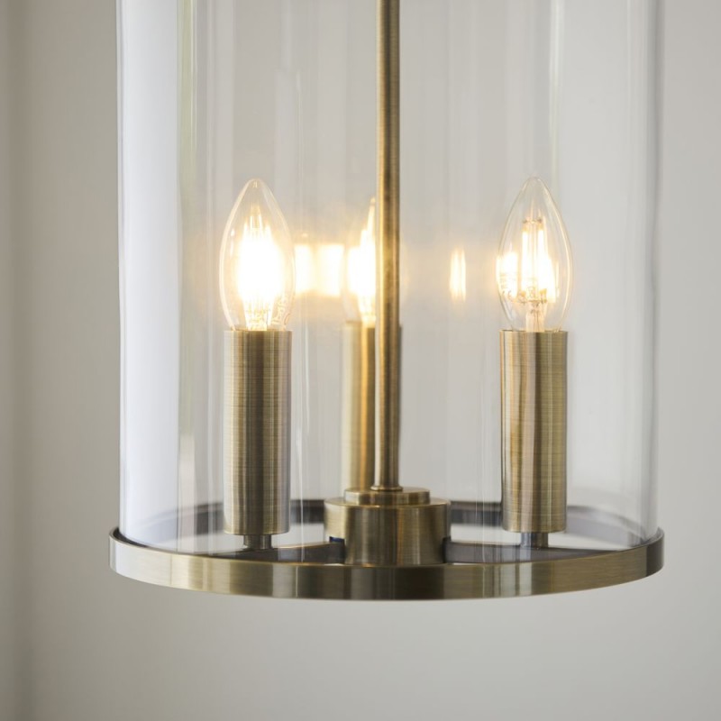 Endon-120523 - Hebden - Antique Brass 3 Light Lantern Pendant