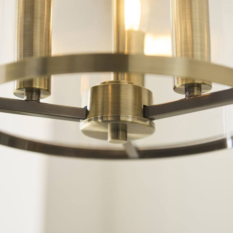 Endon-120523 - Hebden - Antique Brass 3 Light Lantern Pendant