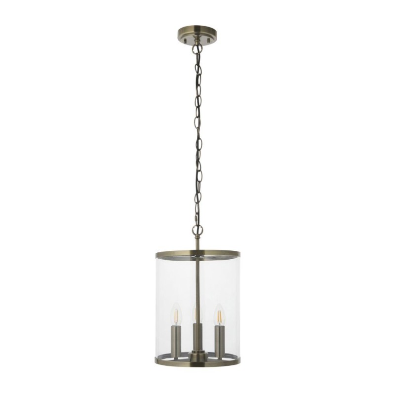Endon-120523 - Hebden - Antique Brass 3 Light Lantern Pendant