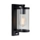 - Newcombe - Matt Black PIR Wall Lamp with Clear Ribbed Glass IP 44 Endon-120537 - Newcombe - Matt Black PIR Wall Lamp with Clear Ribbed Glass IP 44