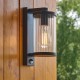 - Newcombe - Matt Black PIR Wall Lamp with Clear Ribbed Glass IP 44 Endon-120537 - Newcombe - Matt Black PIR Wall Lamp with Clear Ribbed Glass IP 44