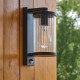 - Newcombe - Matt Black PIR Wall Lamp with Clear Ribbed Glass IP 44 Endon-120537 - Newcombe - Matt Black PIR Wall Lamp with Clear Ribbed Glass IP 44