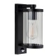 - Newcombe - Matt Black PIR Wall Lamp with Clear Ribbed Glass IP 44 Endon-120537 - Newcombe - Matt Black PIR Wall Lamp with Clear Ribbed Glass IP 44