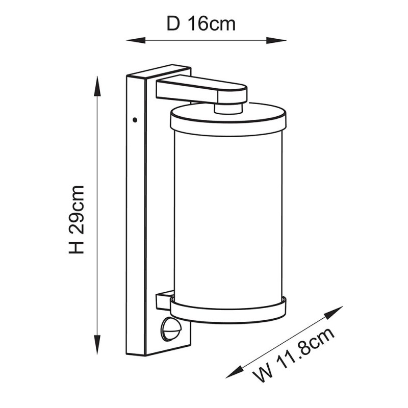 - Newcombe - Matt Black PIR Wall Lamp with Clear Ribbed Glass IP 44 Endon-120537 - Newcombe - Matt Black PIR Wall Lamp with Clear Ribbed Glass IP 44
