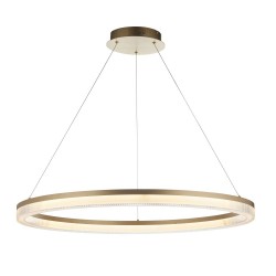 Meribel - Brushed Gold LED Pendant with Opal Ribbed Difuser Meribel - Brushed Gold LED Pendant with Opal Ribbed Difuser
