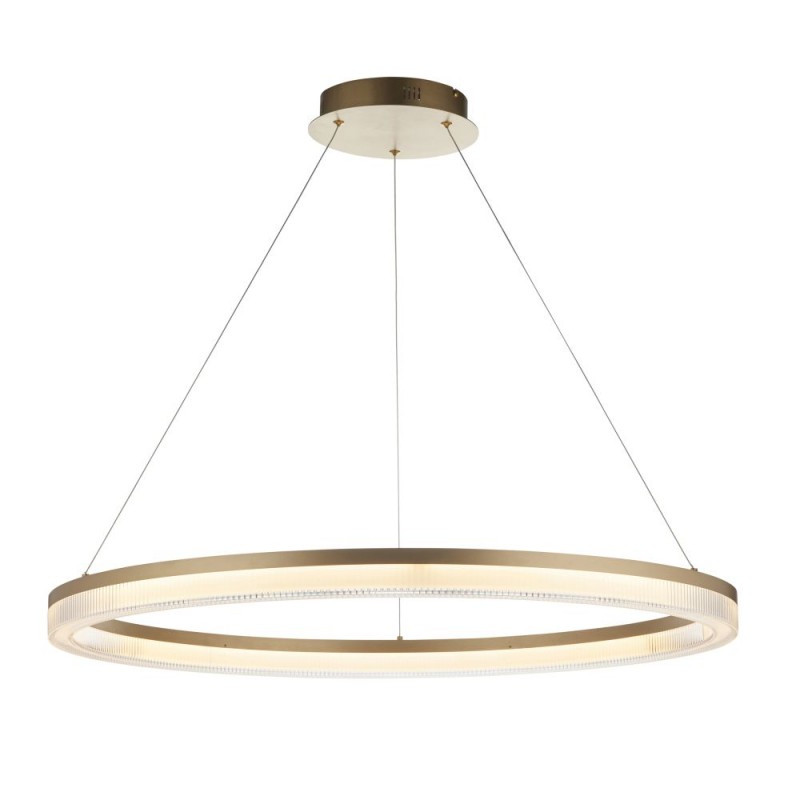 - Meribel - Brushed Gold LED Pendant with Opal Ribbed Difuser Ambience-120549 - Meribel - Brushed Gold LED Pendant with Opal Ribbed Difuser