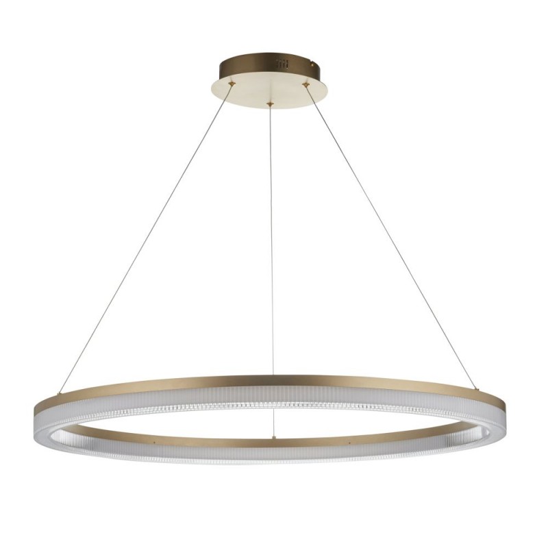 - Meribel - Brushed Gold LED Pendant with Opal Ribbed Difuser Ambience-120549 - Meribel - Brushed Gold LED Pendant with Opal Ribbed Difuser