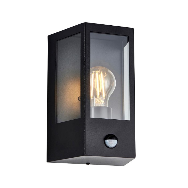 - Huntington - Matt Black Lantern Wall Lamp with Sensor IP44 Endon-120552 - Huntington - Matt Black Lantern Wall Lamp with Sensor IP44