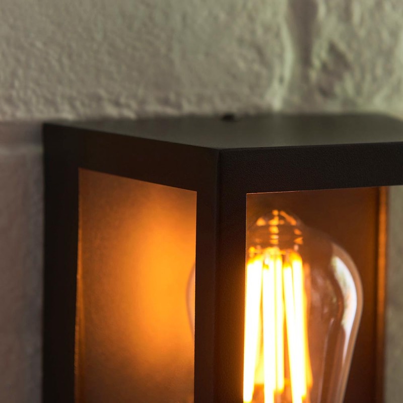 - Huntington - Matt Black Lantern Wall Lamp with Sensor IP44 Endon-120552 - Huntington - Matt Black Lantern Wall Lamp with Sensor IP44