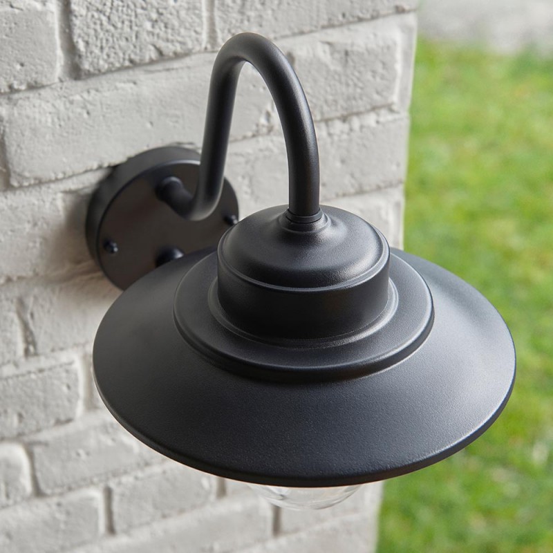 - Thornton - Matt Black PIR Wall Lamp with Clear Glass Endon-120556 - Thornton - Matt Black PIR Wall Lamp with Clear Glass
