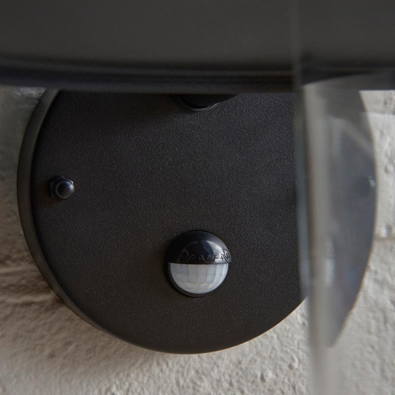 - Thornton - Matt Black PIR Wall Lamp with Clear Glass Endon-120556 - Thornton - Matt Black PIR Wall Lamp with Clear Glass