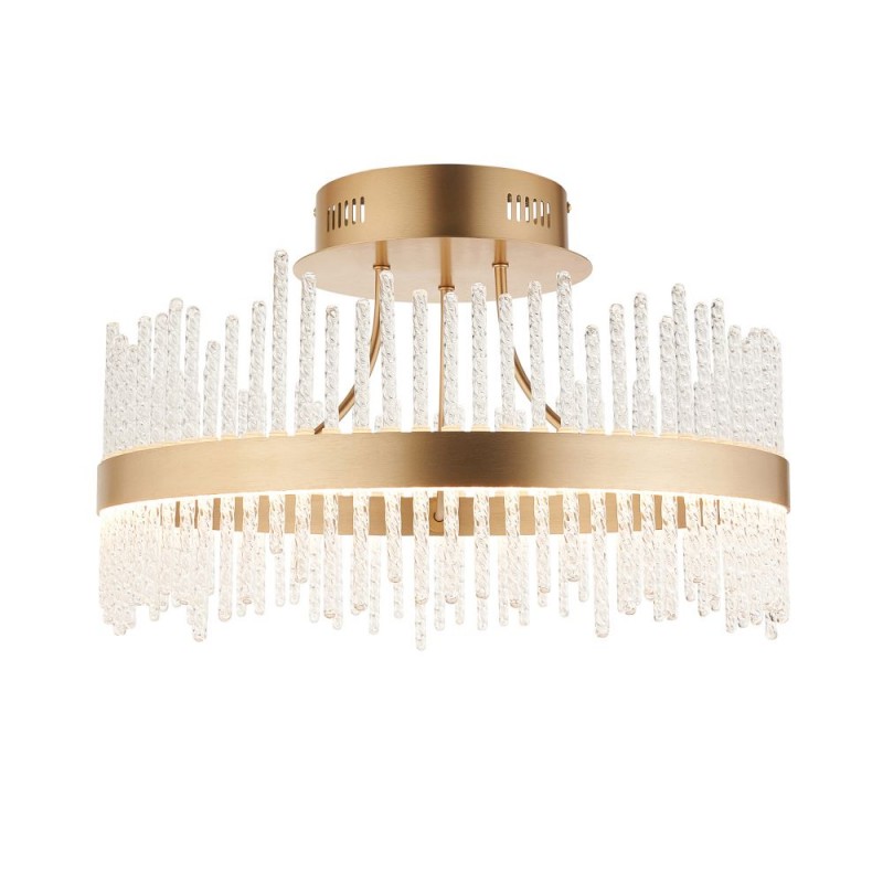 Ambience-120563 - Cortez - Brushed Gold LED Semi Flush with Twisted Glass Rods