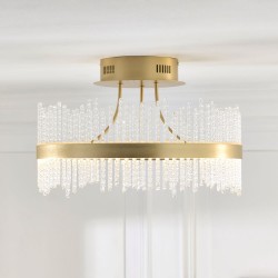 Cortez - Brushed Gold LED Semi Flush with Twisted Glass Rods