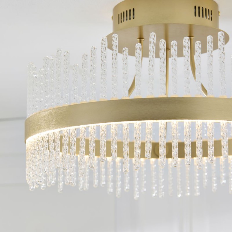 Ambience-120563 - Cortez - Brushed Gold LED Semi Flush with Twisted Glass Rods