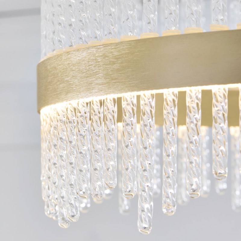 Ambience-120563 - Cortez - Brushed Gold LED Semi Flush with Twisted Glass Rods