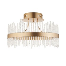 Cortez - Brushed Gold LED Semi Flush with Twisted Glass Rods