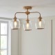 - Ashcroft - Brushed Aged Brass 3 Light Semi Flush with Clear Glass Endon-120616 - Ashcroft - Brushed Aged Brass 3 Light Semi Flush with Clear Glass