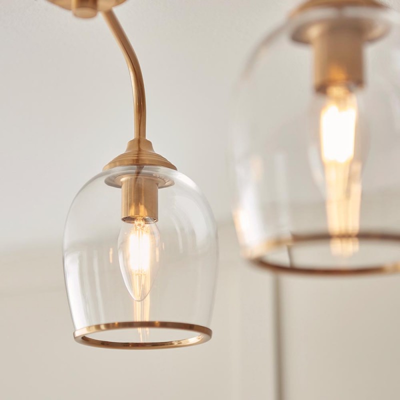 - Ashcroft - Brushed Aged Brass 3 Light Semi Flush with Clear Glass Endon-120616 - Ashcroft - Brushed Aged Brass 3 Light Semi Flush with Clear Glass