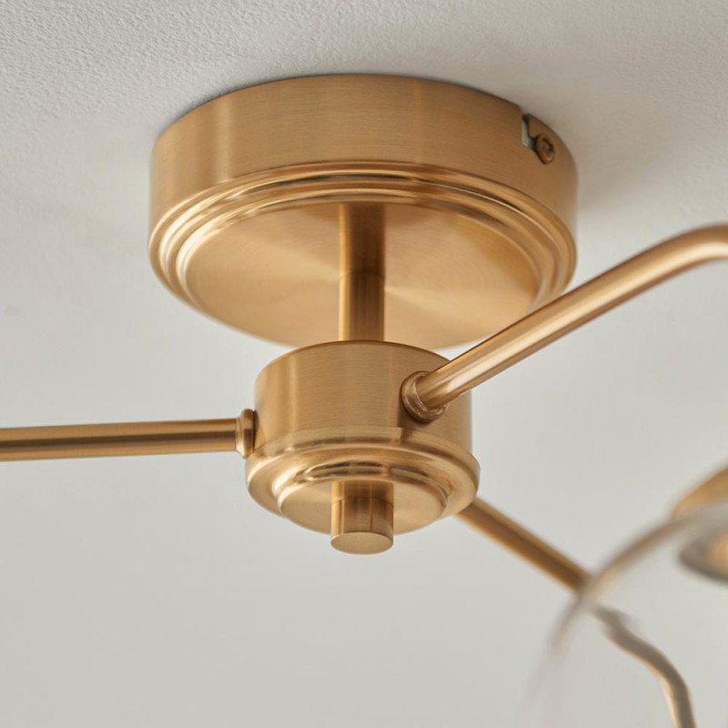 - Ashcroft - Brushed Aged Brass 3 Light Semi Flush with Clear Glass Endon-120616 - Ashcroft - Brushed Aged Brass 3 Light Semi Flush with Clear Glass