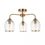 Ashcroft - Brushed Aged Brass 3 Light Semi Flush with Clear Glass Ashcroft - Brushed Aged Brass 3 Light Semi Flush with Clear Glass