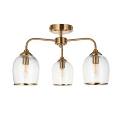Ashcroft - Brushed Aged Brass 3 Light Semi Flush with Clear Glass Ashcroft - Brushed Aged Brass 3 Light Semi Flush with Clear Glass