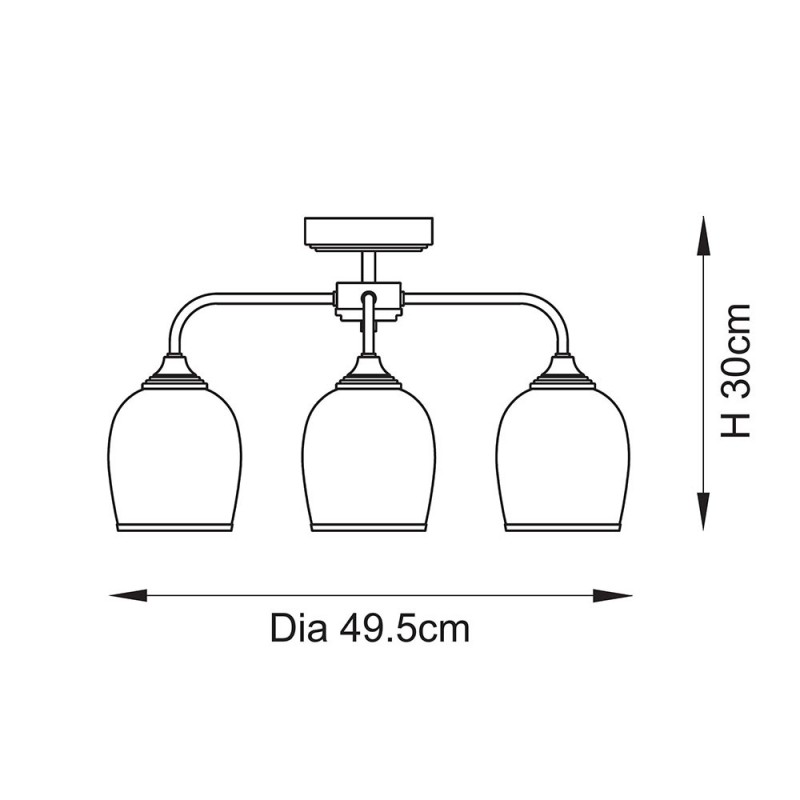 - Ashcroft - Brushed Aged Brass 3 Light Semi Flush with Clear Glass Endon-120616 - Ashcroft - Brushed Aged Brass 3 Light Semi Flush with Clear Glass