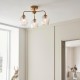 - Ashcroft Ribbed - Brushed Aged Brass 3 Light Semi Flush with Clear Ribbed Glass Endon-120617 - Ashcroft Ribbed - Brushed Aged Brass 3 Light Semi Flush with Clear Ribbed Glass