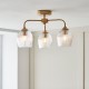 - Ashcroft Ribbed - Brushed Aged Brass 3 Light Semi Flush with Clear Ribbed Glass Endon-120617 - Ashcroft Ribbed - Brushed Aged Brass 3 Light Semi Flush with Clear Ribbed Glass