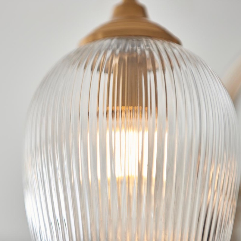 - Ashcroft Ribbed - Brushed Aged Brass 3 Light Semi Flush with Clear Ribbed Glass Endon-120617 - Ashcroft Ribbed - Brushed Aged Brass 3 Light Semi Flush with Clear Ribbed Glass