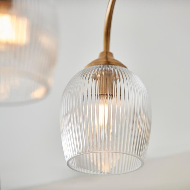 - Ashcroft Ribbed - Brushed Aged Brass 3 Light Semi Flush with Clear Ribbed Glass Endon-120617 - Ashcroft Ribbed - Brushed Aged Brass 3 Light Semi Flush with Clear Ribbed Glass