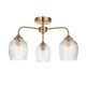 - Ashcroft Ribbed - Brushed Aged Brass 3 Light Semi Flush with Clear Ribbed Glass Endon-120617 - Ashcroft Ribbed - Brushed Aged Brass 3 Light Semi Flush with Clear Ribbed Glass
