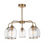 Ashcroft - Brushed Aged Brass 5 Light Semi Flush with Clear Glass Ashcroft - Brushed Aged Brass 5 Light Semi Flush with Clear Glass