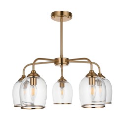 Ashcroft - Brushed Aged Brass 5 Light Semi Flush with Clear Glass Ashcroft - Brushed Aged Brass 5 Light Semi Flush with Clear Glass