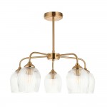 Ashcroft Ribbed - Brushed Aged Brass 5 Light Semi Flush with Clear Ribbed Glass Ashcroft Ribbed - Brushed Aged Brass 5 Light Semi Flush with Clear Ribbed Glass