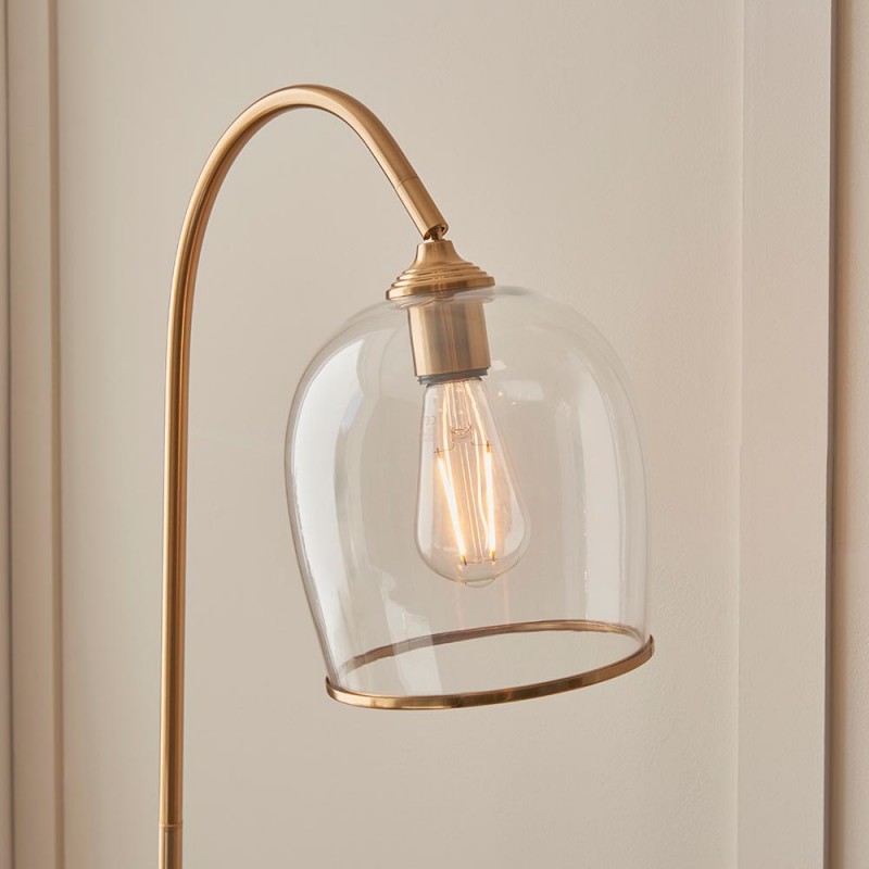 Table & Floor Lamp - Ashcroft - Brushed Aged Brass Floor Lamp with Clear Glass Endon-120620 - Ashcroft - Brushed Aged Brass Floor Lamp with Clear Glass