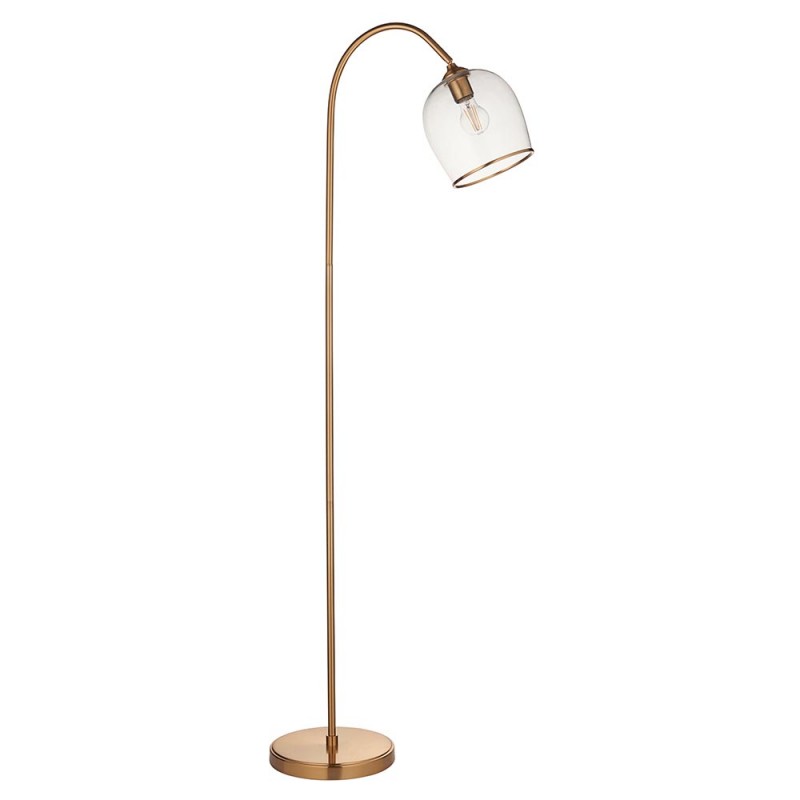 Table & Floor Lamp - Ashcroft - Brushed Aged Brass Floor Lamp with Clear Glass Endon-120620 - Ashcroft - Brushed Aged Brass Floor Lamp with Clear Glass