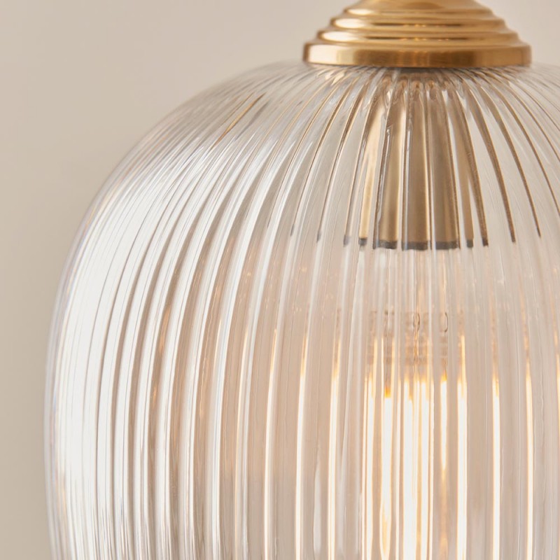 - Ashcroft Ribbed - Brushed Aged Brass Floor Lamp with Clear Ribbed Glass Endon-120621 - Ashcroft Ribbed - Brushed Aged Brass Floor Lamp with Clear Ribbed Glass