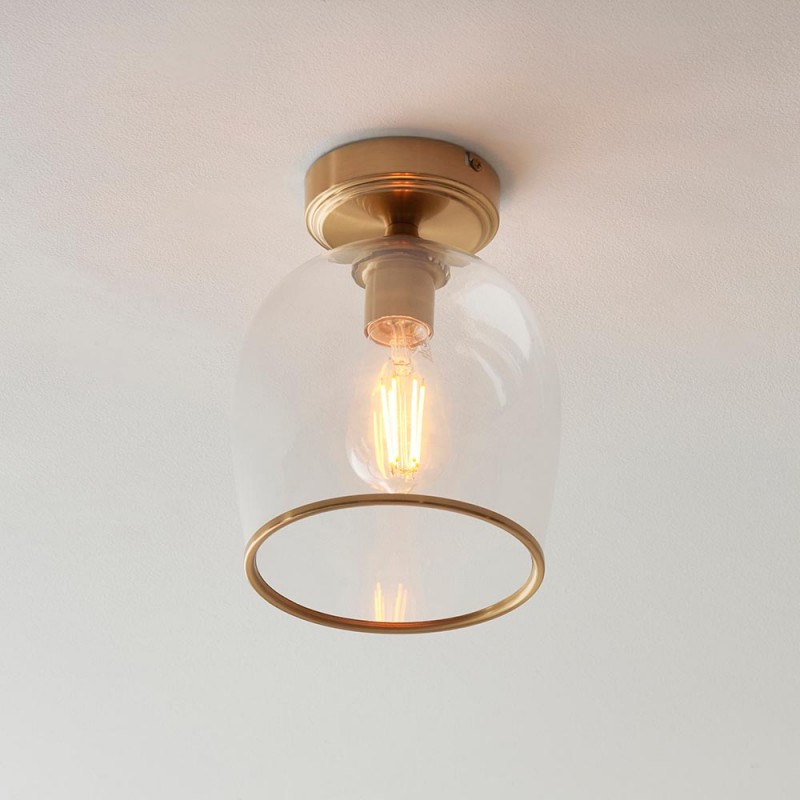 - Ashcroft - Brushed Aged Brass Ceiling Lamp with Clear Glass Endon-120622 - Ashcroft - Brushed Aged Brass Ceiling Lamp with Clear Glass