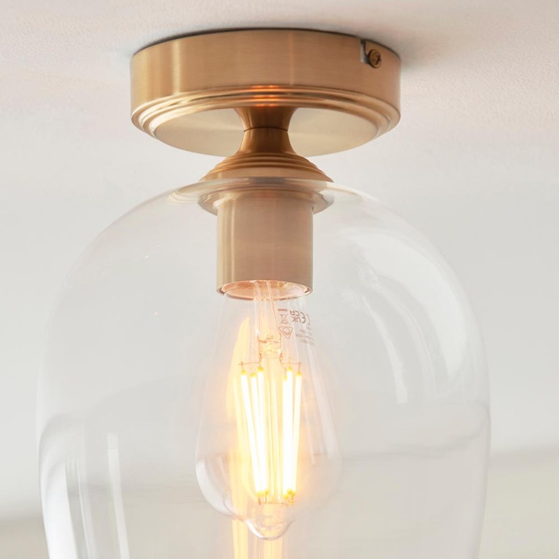 - Ashcroft - Brushed Aged Brass Ceiling Lamp with Clear Glass Endon-120622 - Ashcroft - Brushed Aged Brass Ceiling Lamp with Clear Glass