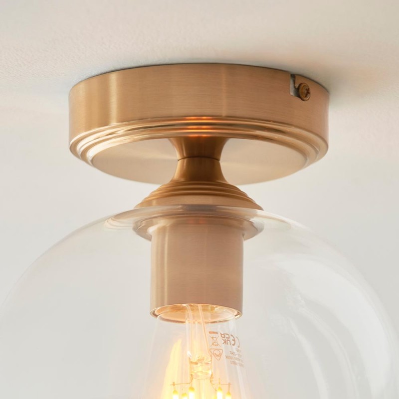- Ashcroft - Brushed Aged Brass Ceiling Lamp with Clear Glass Endon-120622 - Ashcroft - Brushed Aged Brass Ceiling Lamp with Clear Glass