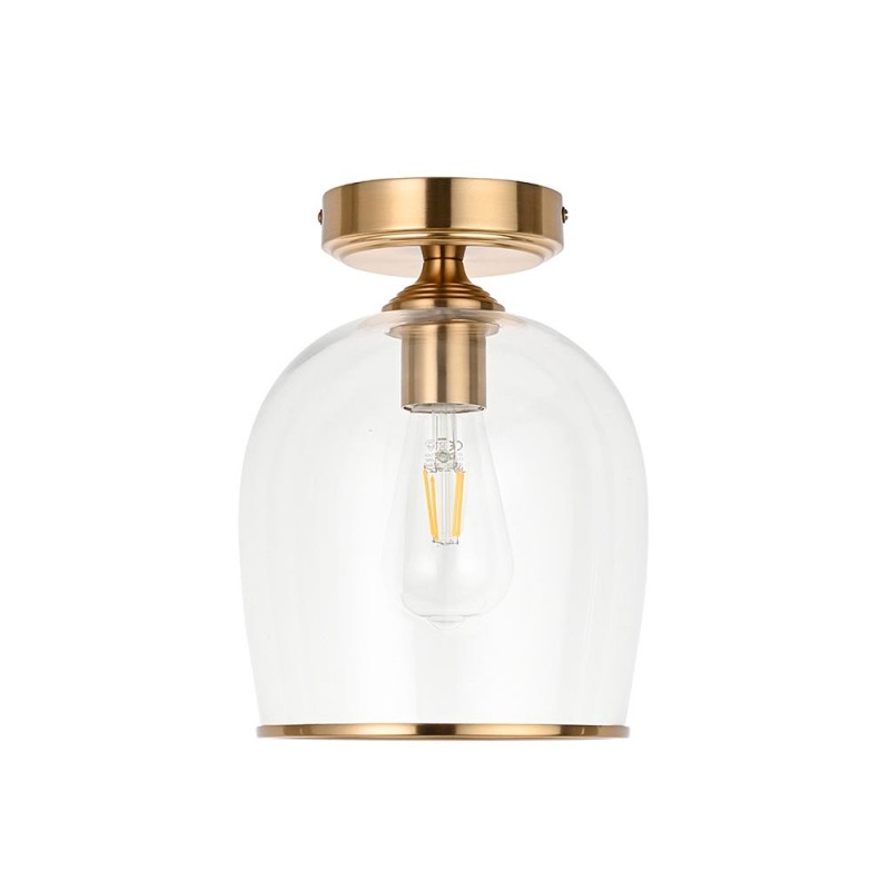 - Ashcroft - Brushed Aged Brass Ceiling Lamp with Clear Glass Endon-120622 - Ashcroft - Brushed Aged Brass Ceiling Lamp with Clear Glass
