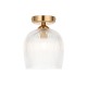 - Ashcroft Ribbed - Brushed Aged Brass Ceiling Lamp with Clear Ribbed Glass Endon-120623 - Ashcroft Ribbed - Brushed Aged Brass Ceiling Lamp with Clear Ribbed Glass