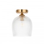 Ashcroft Ribbed - Brushed Aged Brass Ceiling Lamp with Clear Ribbed Glass Ashcroft Ribbed - Brushed Aged Brass Ceiling Lamp with Clear Ribbed Glass