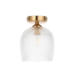 Ashcroft Ribbed - Brushed Aged Brass Ceiling Lamp with Clear Ribbed Glass Ashcroft Ribbed - Brushed Aged Brass Ceiling Lamp with Clear Ribbed Glass