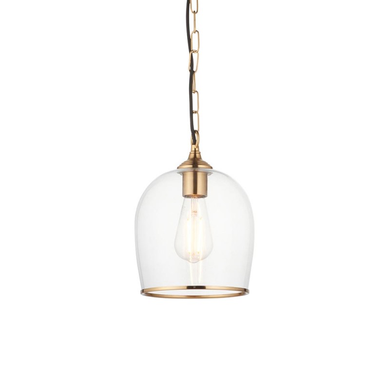 - Ashcroft - Brushed Aged Brass Pendant with Clear Glass Endon-120624 - Ashcroft - Brushed Aged Brass Pendant with Clear Glass