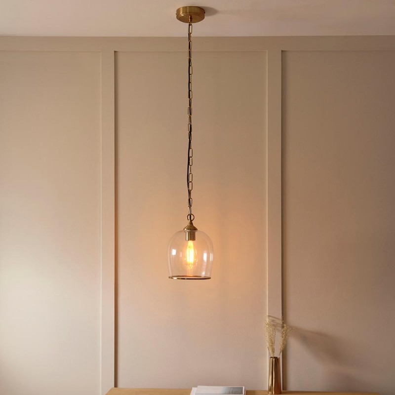 - Ashcroft - Brushed Aged Brass Pendant with Clear Glass Endon-120624 - Ashcroft - Brushed Aged Brass Pendant with Clear Glass