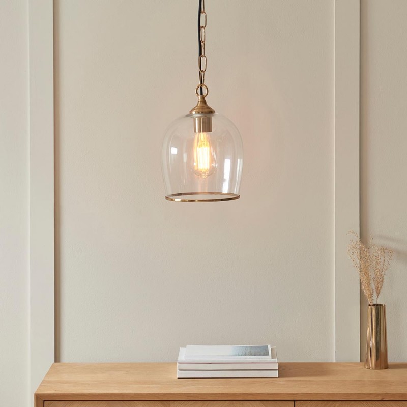 - Ashcroft - Brushed Aged Brass Pendant with Clear Glass Endon-120624 - Ashcroft - Brushed Aged Brass Pendant with Clear Glass