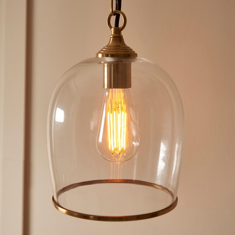 - Ashcroft - Brushed Aged Brass Pendant with Clear Glass Endon-120624 - Ashcroft - Brushed Aged Brass Pendant with Clear Glass