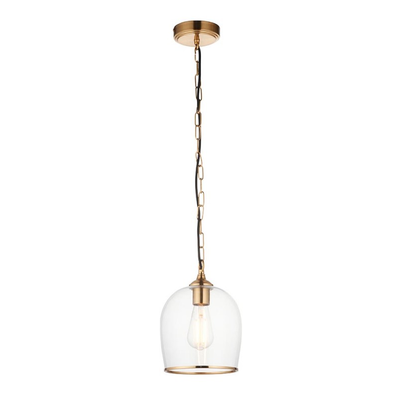 - Ashcroft - Brushed Aged Brass Pendant with Clear Glass Endon-120624 - Ashcroft - Brushed Aged Brass Pendant with Clear Glass